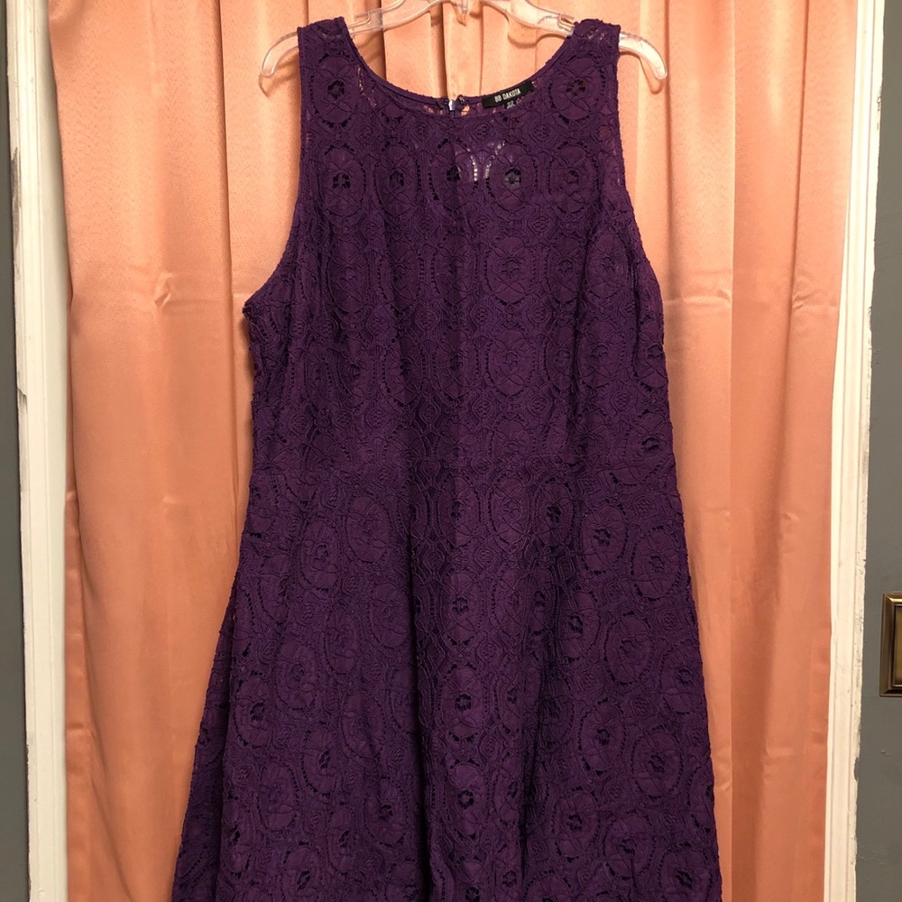 Purple lace cocktail dress